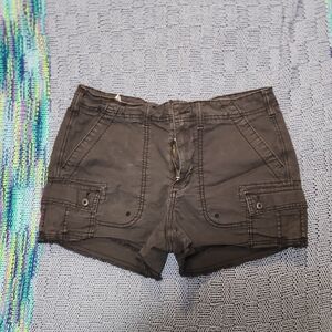 American Eagle Outfitters Black Cargo Shorts with Button-Flap Pockets